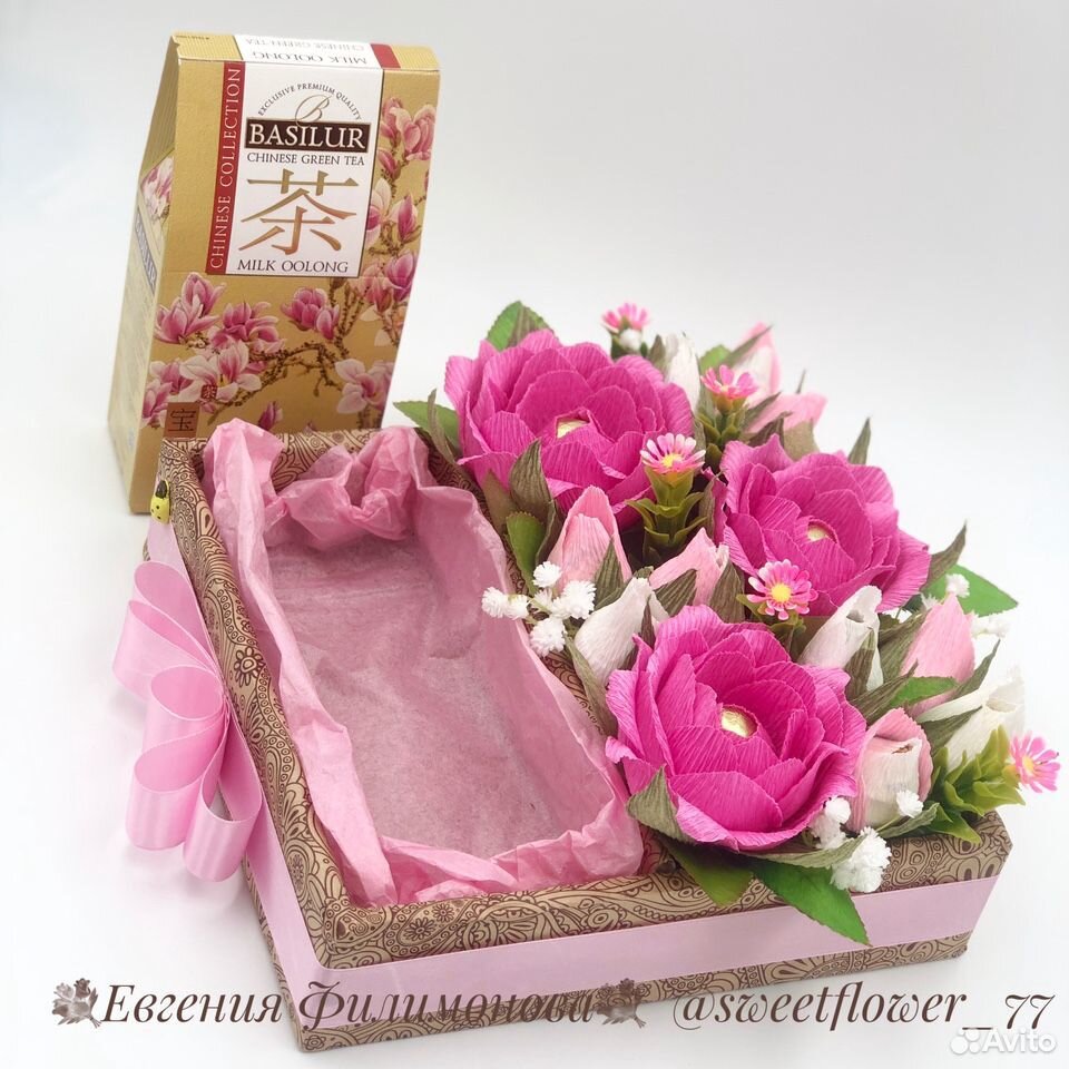 Подарочная коробочка с чаем и конфетами (свитбокс) купить на Зозу.ру - фотография № 2
