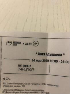 Билет на шоу Кати Адушкиной (Санкт-Петербург)