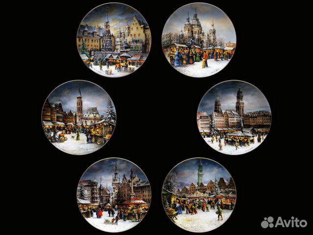 Винтаж Рождественские рынки декоративные тарелки