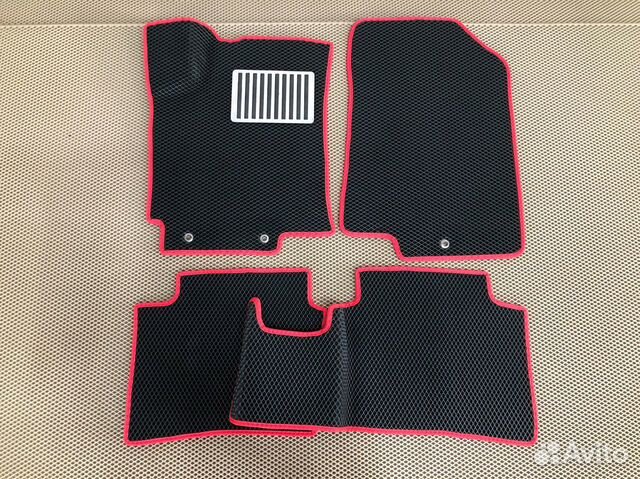 Коврики EVA (ева) Kia Rio 3 красные + подпятник