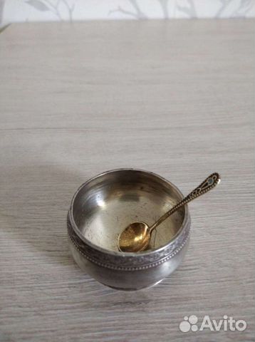 Серебряная солонка с ложечкой винтаж