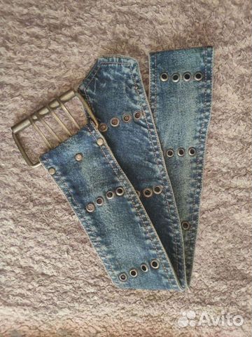 Ремень пояс 100х6,5 джинсовый