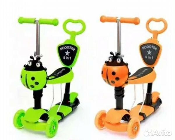 Самокат детский 5 в 1 божья коровка