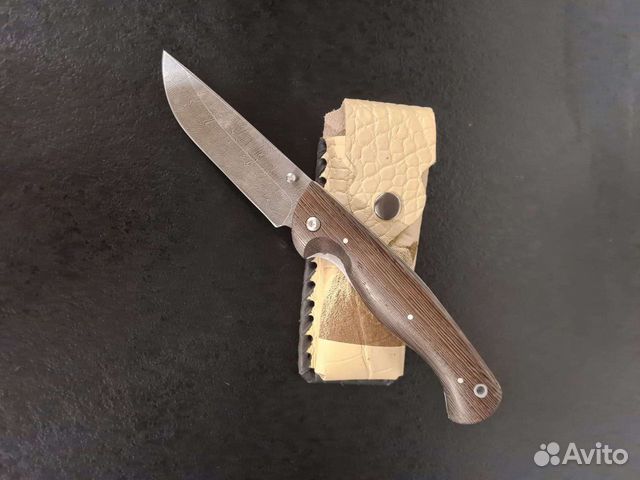 Большой складной нож из дамасской стали