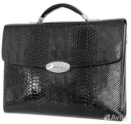 Мужской кожаный портфель Brioni croco new black Мужской кожаный портфель Brioni croco new black