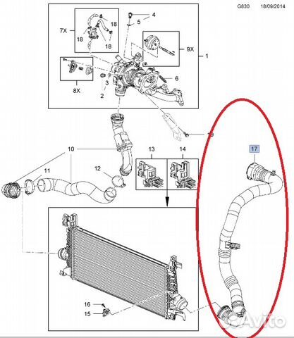 Шланг охлаждения турбины Опель Инсигния A16XHT Шланг охлаждения турбины Опель Инсигния A16XHT