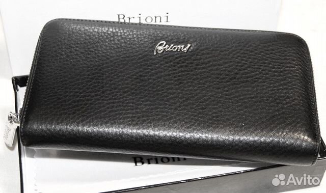 Мужской кожаный клатч портмоне Brioni new black