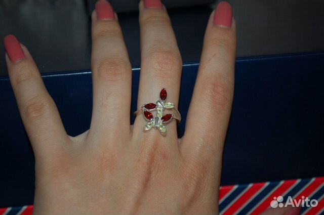 Серебряное кольцо с цветными фианитами (18)
