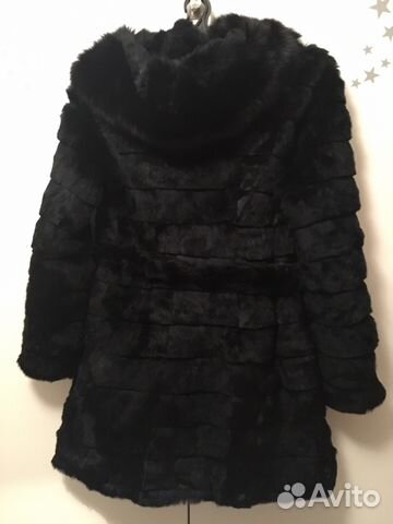 Шубка из кролика с песцовым капюшоном