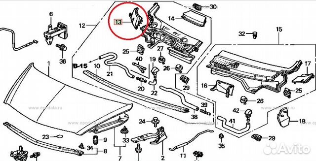 Honda Fit (Jazz) накладка петли капота правая Honda Fit (Jazz) накладка петли капота правая