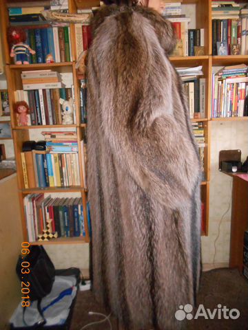 Шуба, енот, светло-серая. Made in Greece