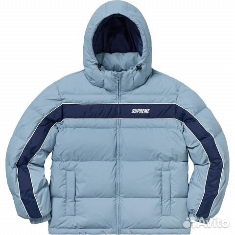 stripe panel down jacket supreme