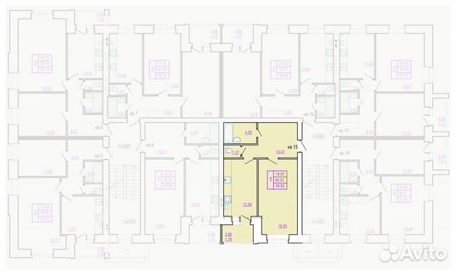 1-к квартира, 50 м², 2/3 эт.