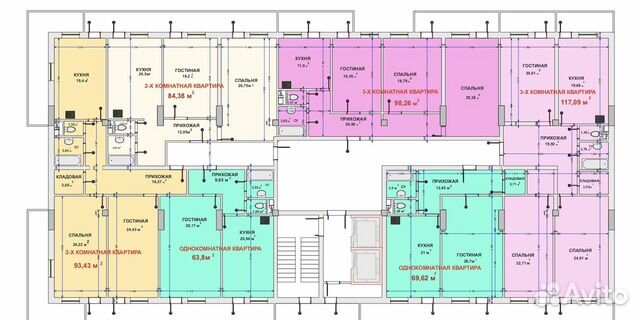 1-к квартира, 63.8 м², 2/13 эт.