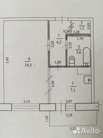 1-к квартира, 35 м², 1/4 эт.