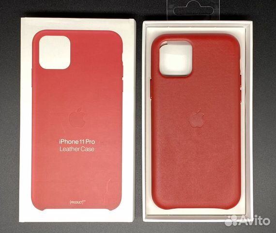 iPhone 11 Pro Натуральная Кожа Красный Чехол Про