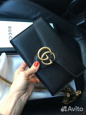 Сумка Gucci Marmont chain Гуччи Плоский Клатч Сумка Gucci Marmont chain Гуччи Плоский Клатч