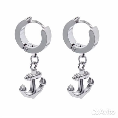 Серьги в морском стиле с якорем Серьги в морском стиле с якорем