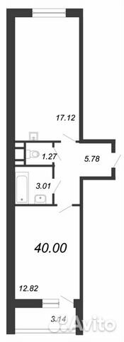 2-к квартира, 40 м², 2/12 эт.