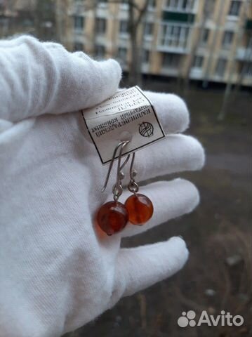Янтарные серьги Серебряное Чудо
