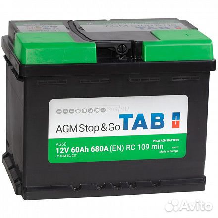TAB AGM Stop&Go 60Ah 680A