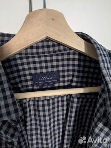 Серая клетчатая мужская рубашка Zara Man, XL Серая клетчатая мужская рубашка Zara Man, XL