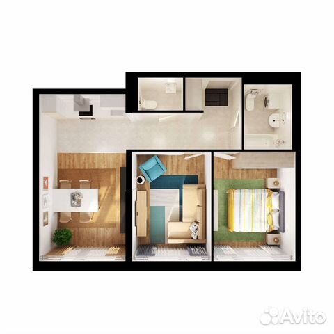 2-к квартира, 53.8 м², 3/18 эт. 2-к квартира, 53.8 м², 3/18 эт.