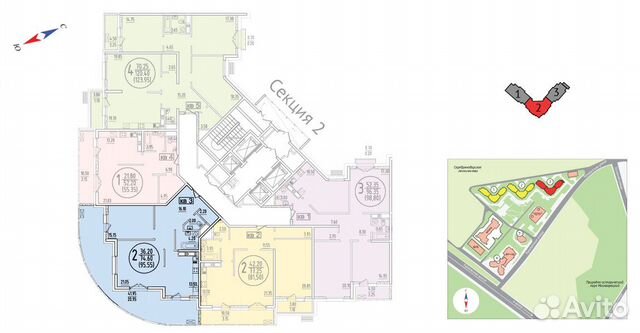 2-к квартира, 98 м², 7/24 эт. 2-к квартира, 98 м², 7/24 эт.