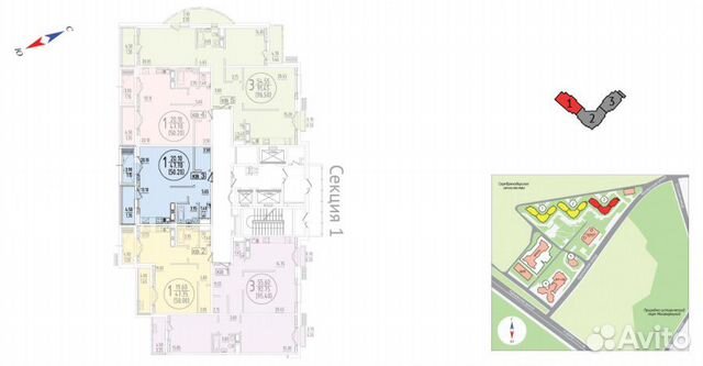 1-к квартира, 53 м², 20/23 эт. 1-к квартира, 53 м², 20/23 эт.
