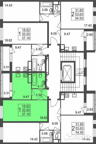 1-к квартира, 37.2 м², 2/8 эт.