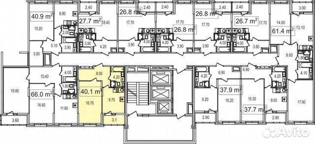 1-к квартира, 40.1 м², 3/25 эт. 1-к квартира, 40.1 м², 3/25 эт.