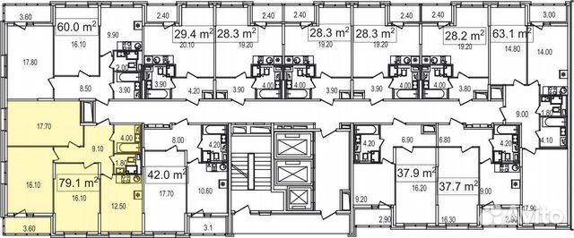 3-к квартира, 79.1 м², 18/25 эт.