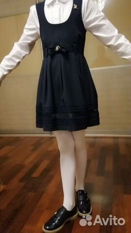 Школьный Сарафан duwali 116-128 синий Школьный Сарафан duwali 116-128 синий