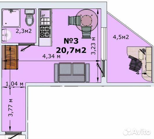 Студия, 20.7 м², 2/17 эт.