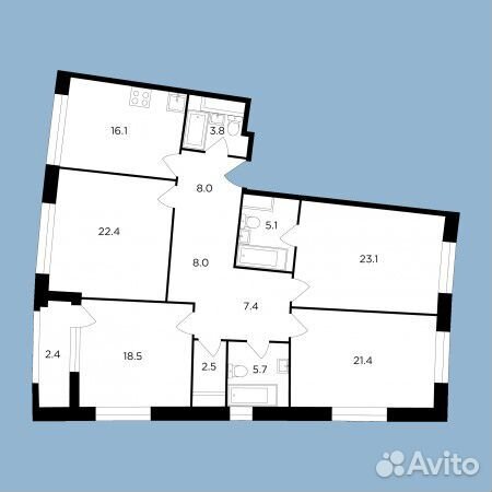 4-к квартира, 144.7 м², 14/18 эт. 4-к квартира, 144.7 м², 14/18 эт.