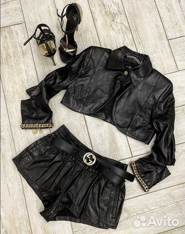 Куртка кожаная, укороченная Elisabetta Franchi
