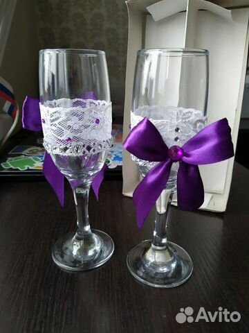Бокалы фиолетовые свадебные