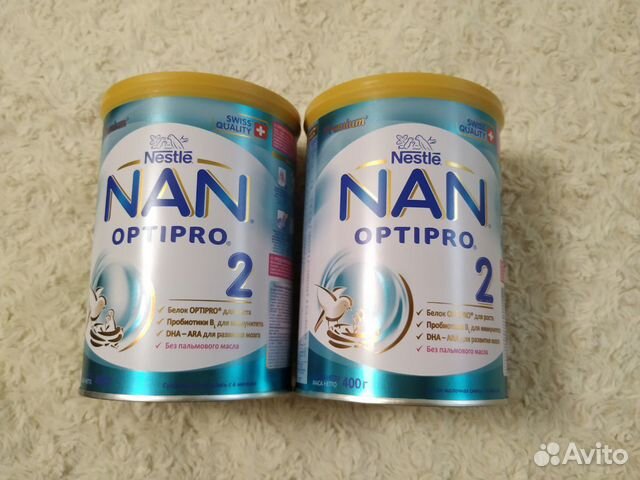 Смесь Nan optipro 2 400 гр. 2 штуки