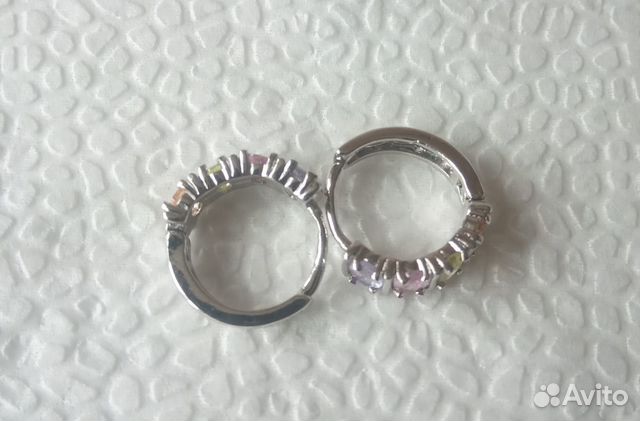 Серебряные серьги Конго с аметистом, хризолитом, р Серебряные серьги Конго с аметистом, хризолитом, р