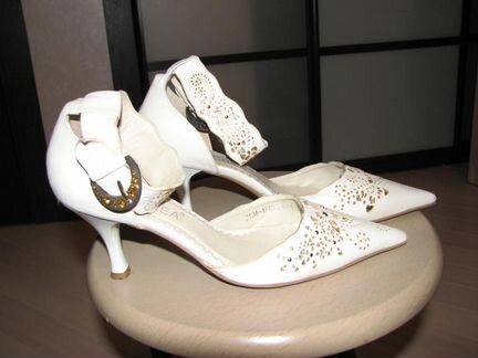 Туфли женские свадебные, натуральная кожа