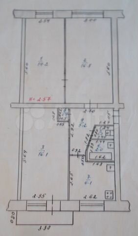 3-к. квартира, 61,9 м², 2/5 эт.