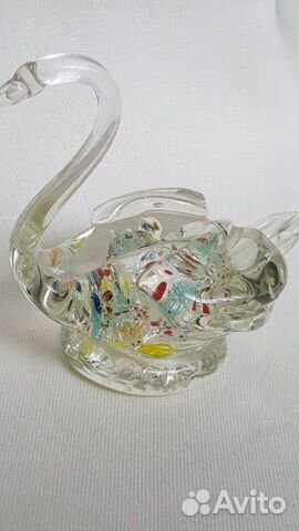 Фигурки лебедя цветное стекло СССР