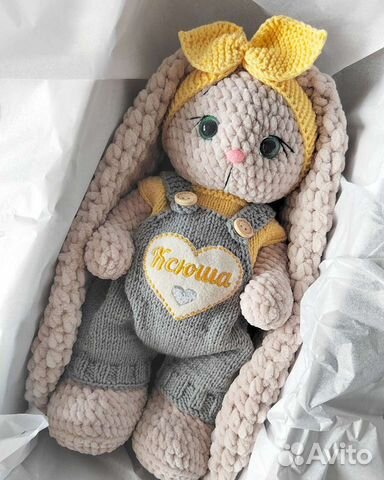 Игрушки ручной работы с метрикой, плюшевый заяц