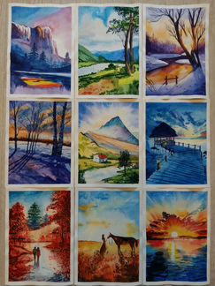 Картина акварелью А4