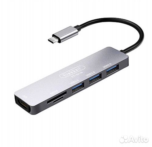USB Type-C хаб 6в1 W18 USB 3.0 + SD TF Card + hdmi