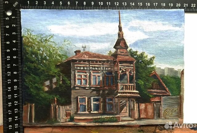 Картина масло Старый дом