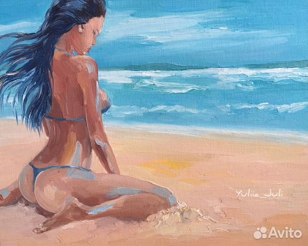 Картина маслом Девушка на пляже