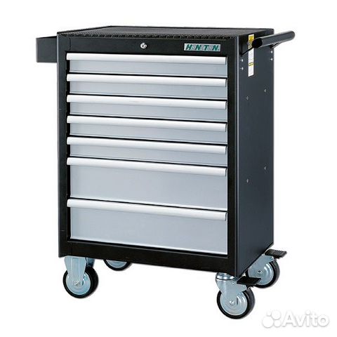 Телега инструментальная 7 ящиков, серо-черная