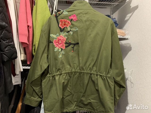 Zara парка army green roses