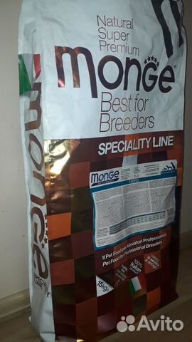Корм monge для собак 15кг, gemon 20кг